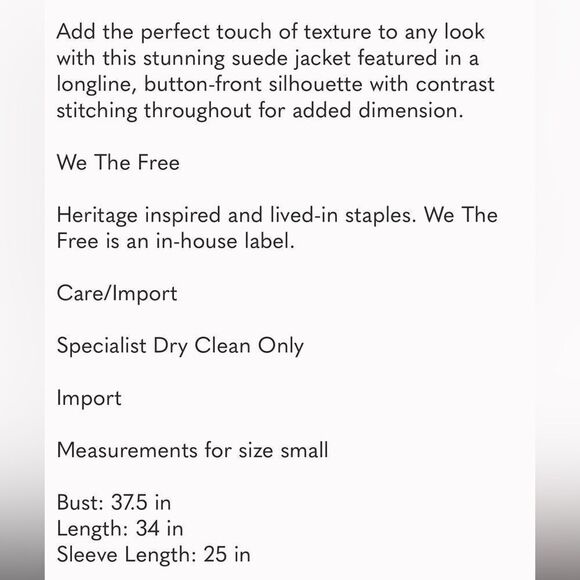 New Free People Lainie Suede Jacket / size XS - Picture 10 of 10